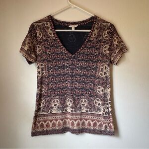 Lucky Brand Floral Tapestry Top Boho XS